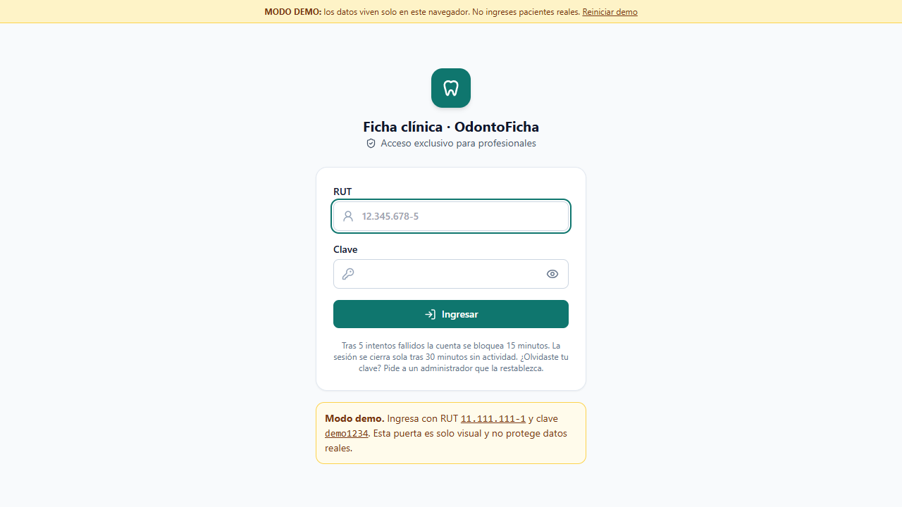Pantalla de acceso exclusivo para profesionales